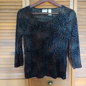 Chico's Black Sheer velvety top